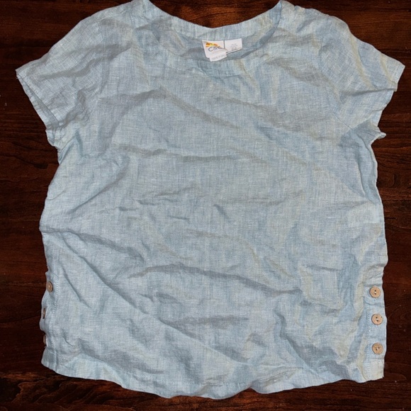 C & C California Linen Button Side Short Sleeve Blouse Beach Summer Vacation - Picture 1 of 3